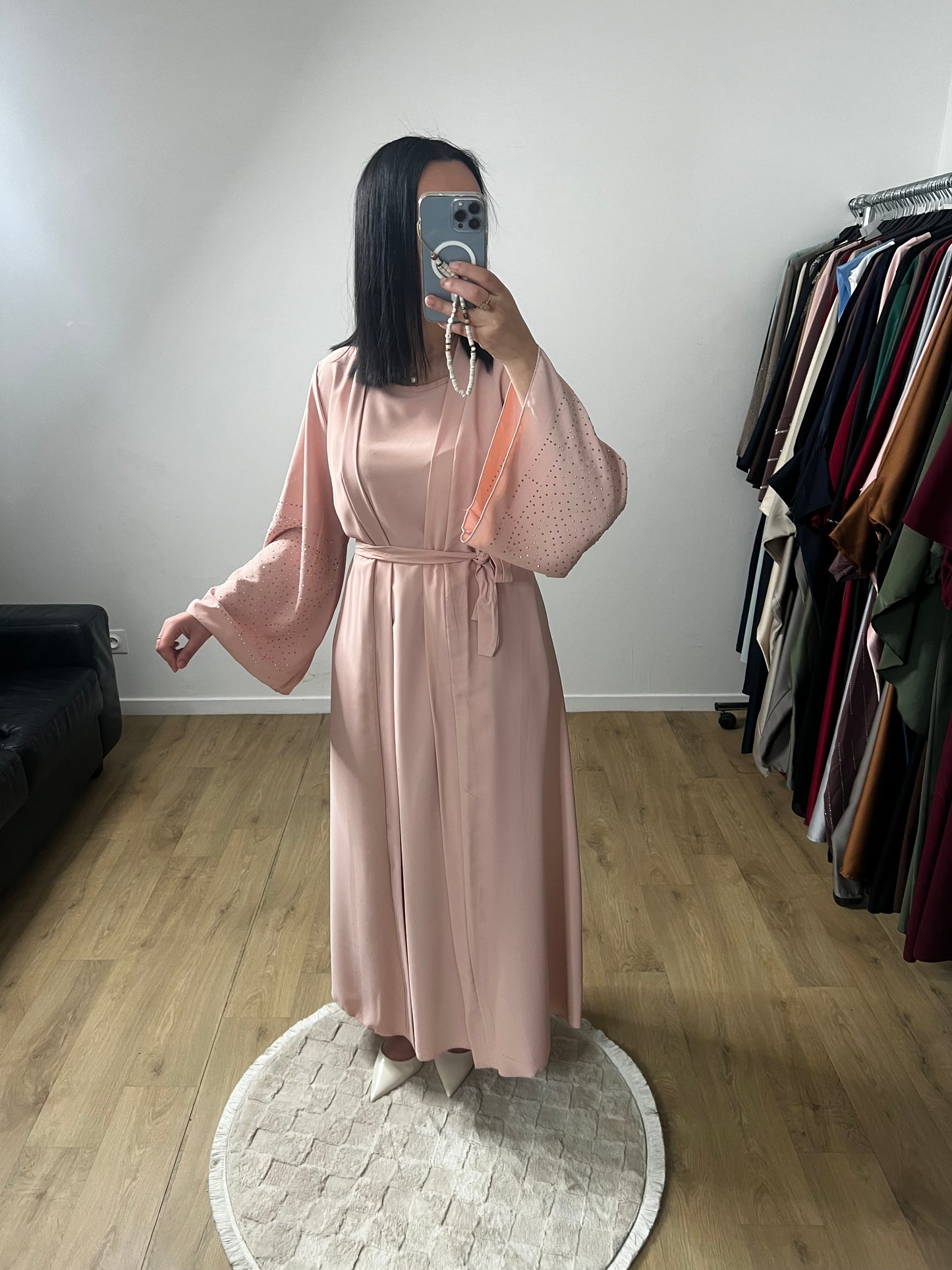 Ensemble Deux Pièces Robe et Kimono En Soie de Médine