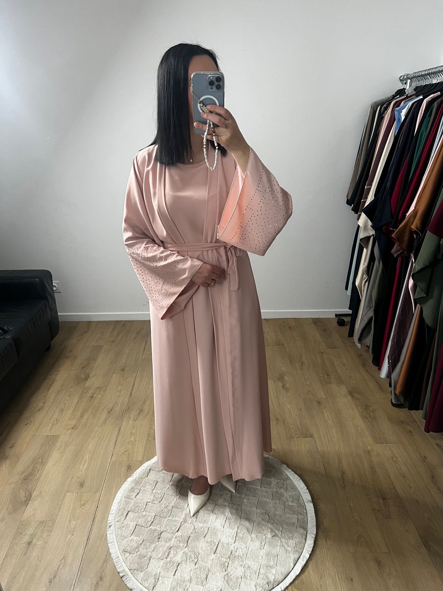 Ensemble Deux Pièces Robe et Kimono En Soie de Médine