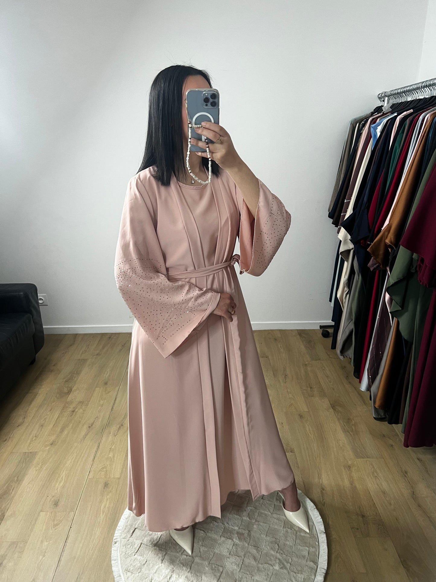 Ensemble Deux Pièces Robe et Kimono En Soie de Médine