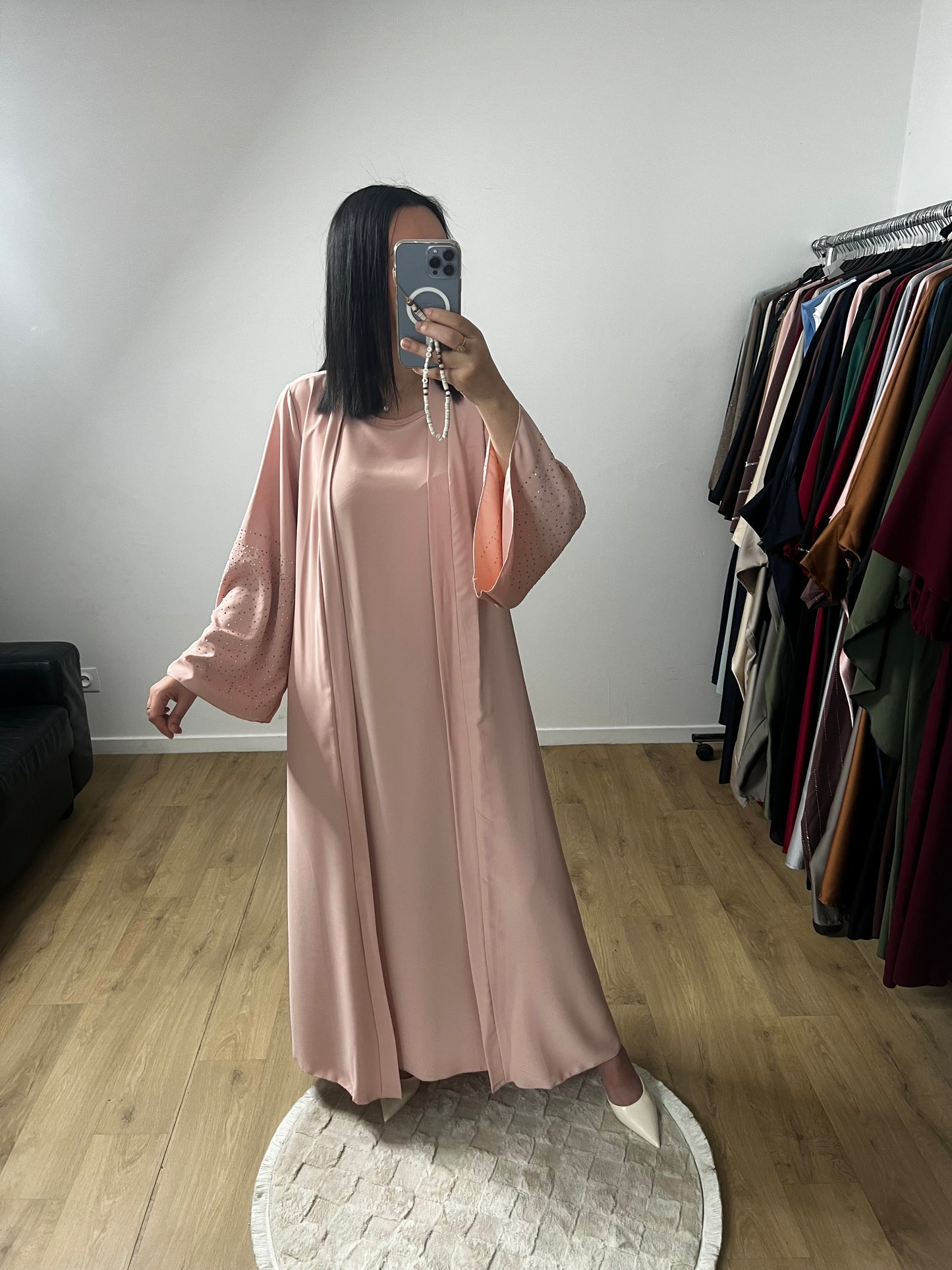 Ensemble Deux Pièces Robe et Kimono En Soie de Médine