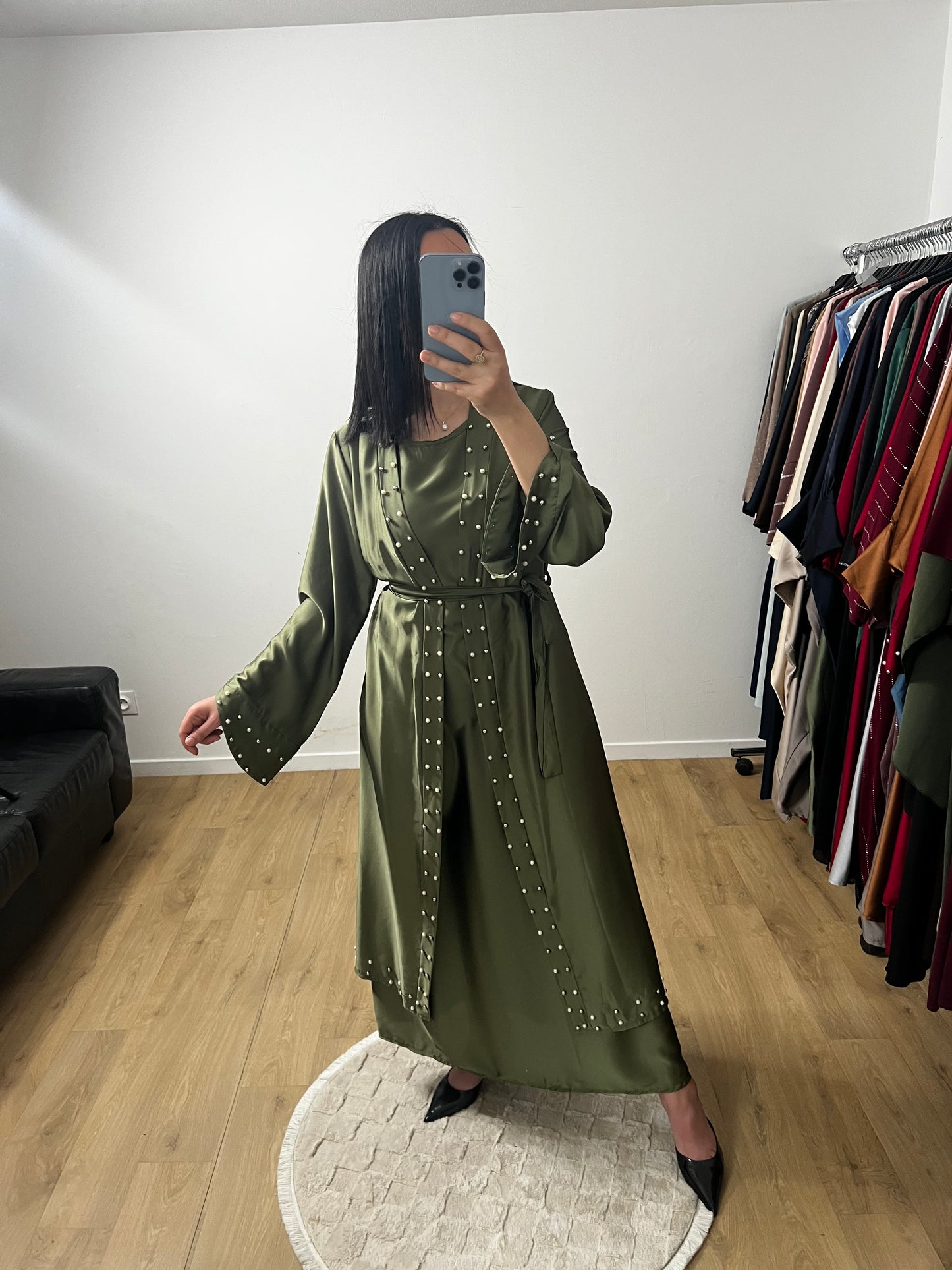 Ensemble Deux Pièces Robe et Kimono En Satin