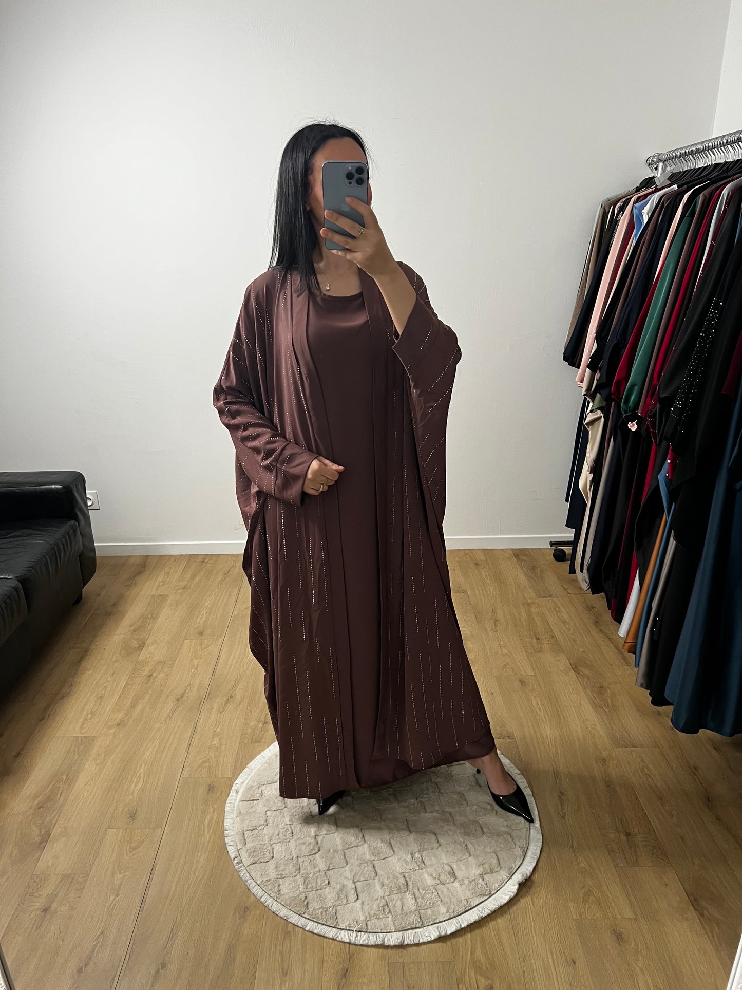 Deux Pièces Robe et Kimono "Chauve Souris" En Satin