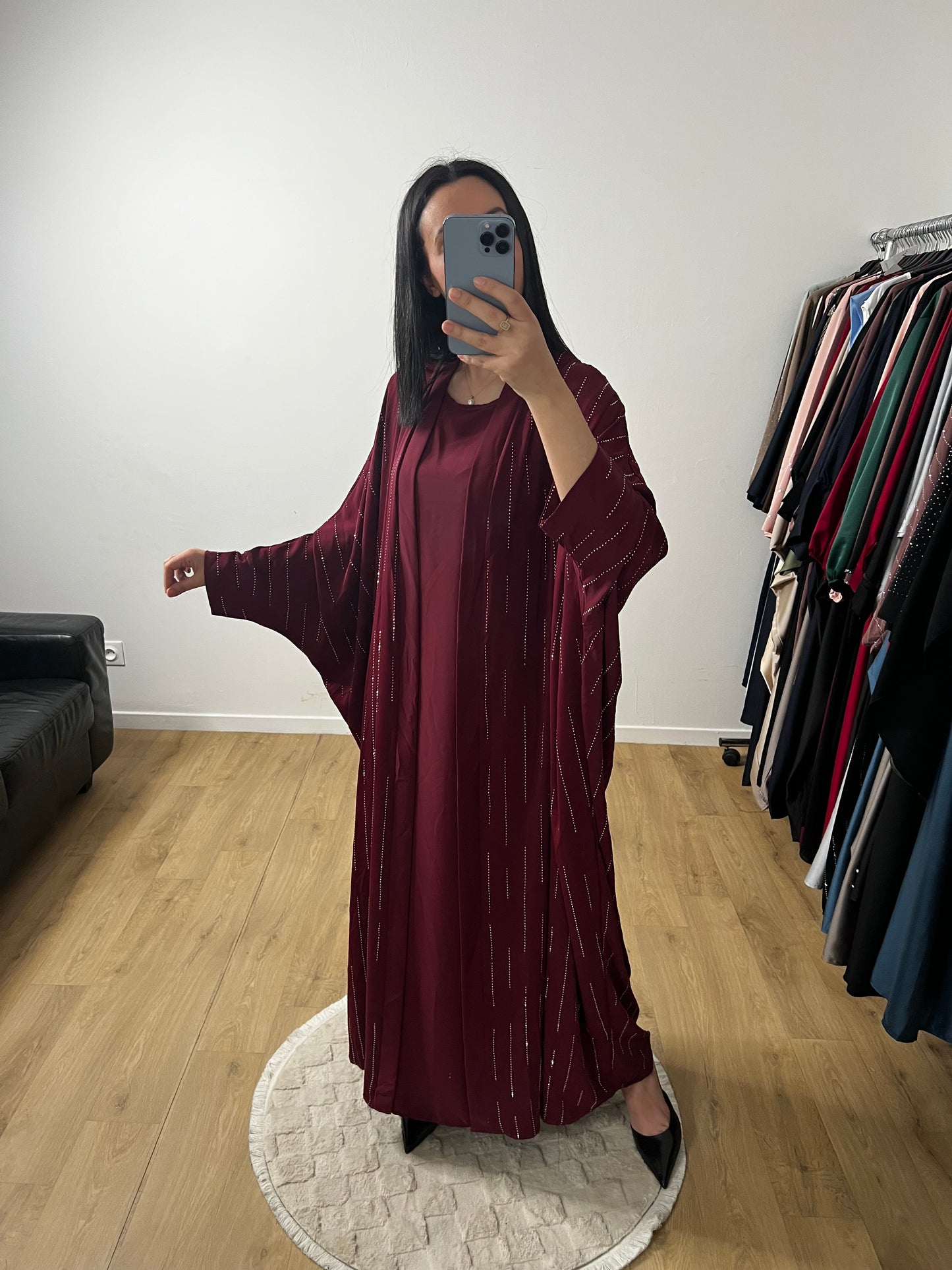 Deux Pièces Robe et Kimono "Chauve Souris" En Satin
