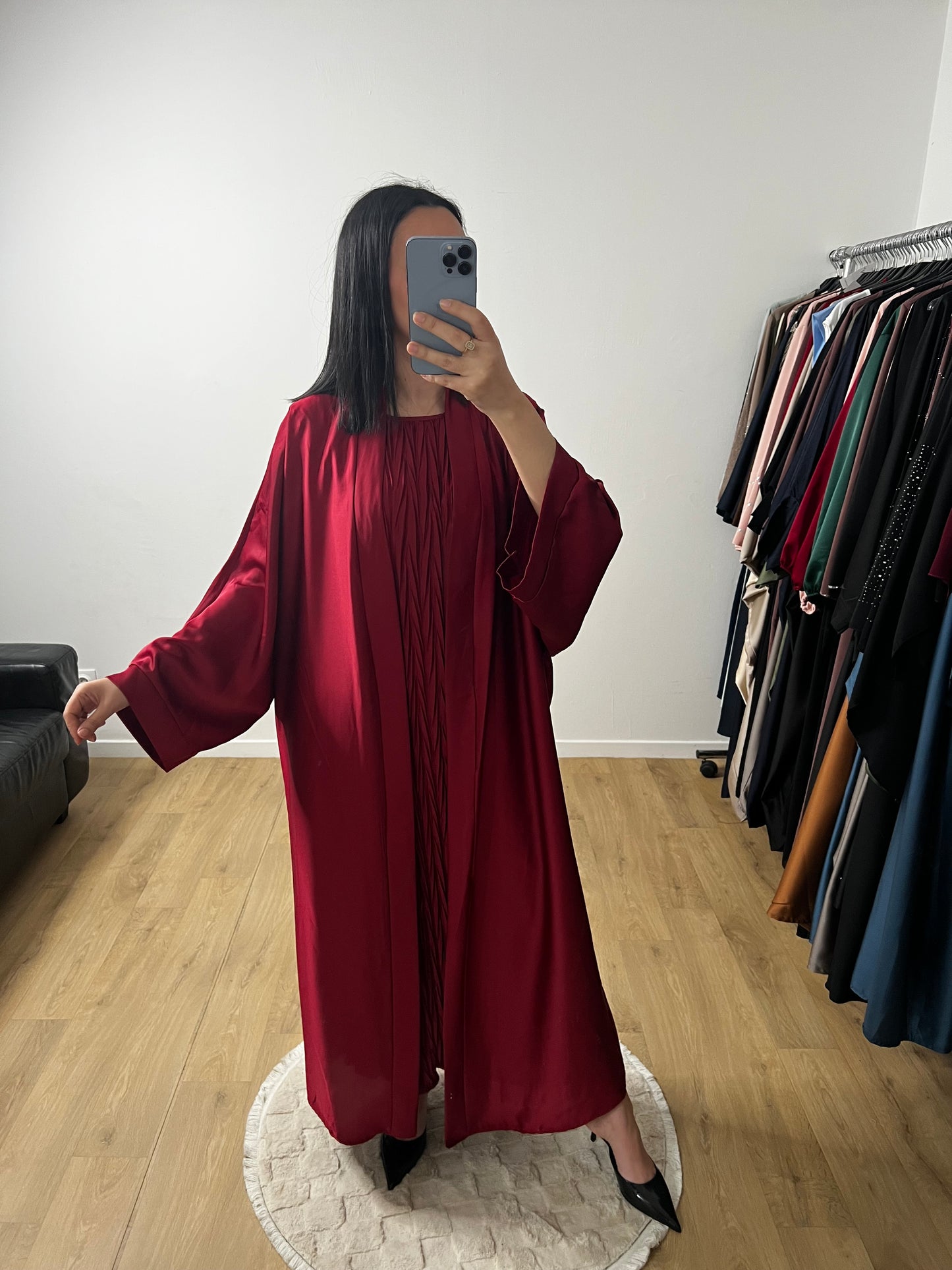 Deux Pièces Robe Plissée et Kimono "Chauve Souris" En Satin