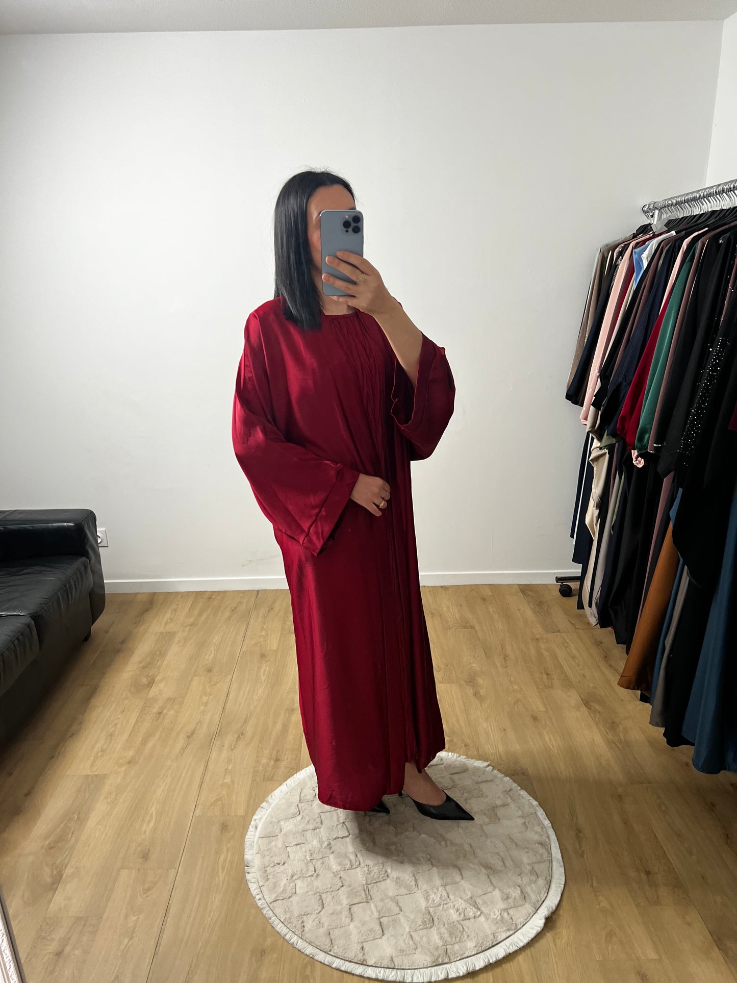 Deux Pièces Robe Plissée et Kimono "Chauve Souris" En Satin