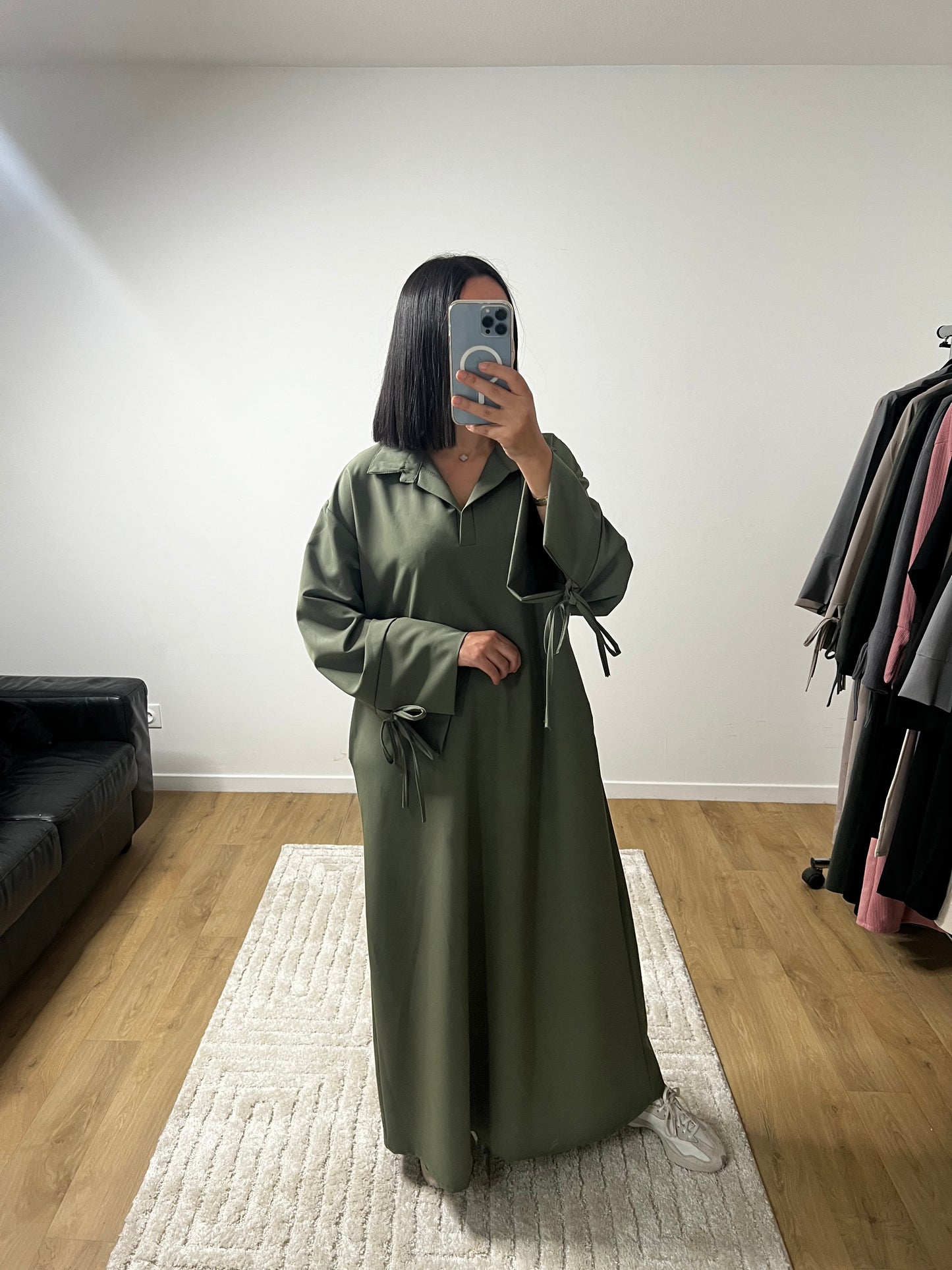 Longue Robe Col Chemise Oversize