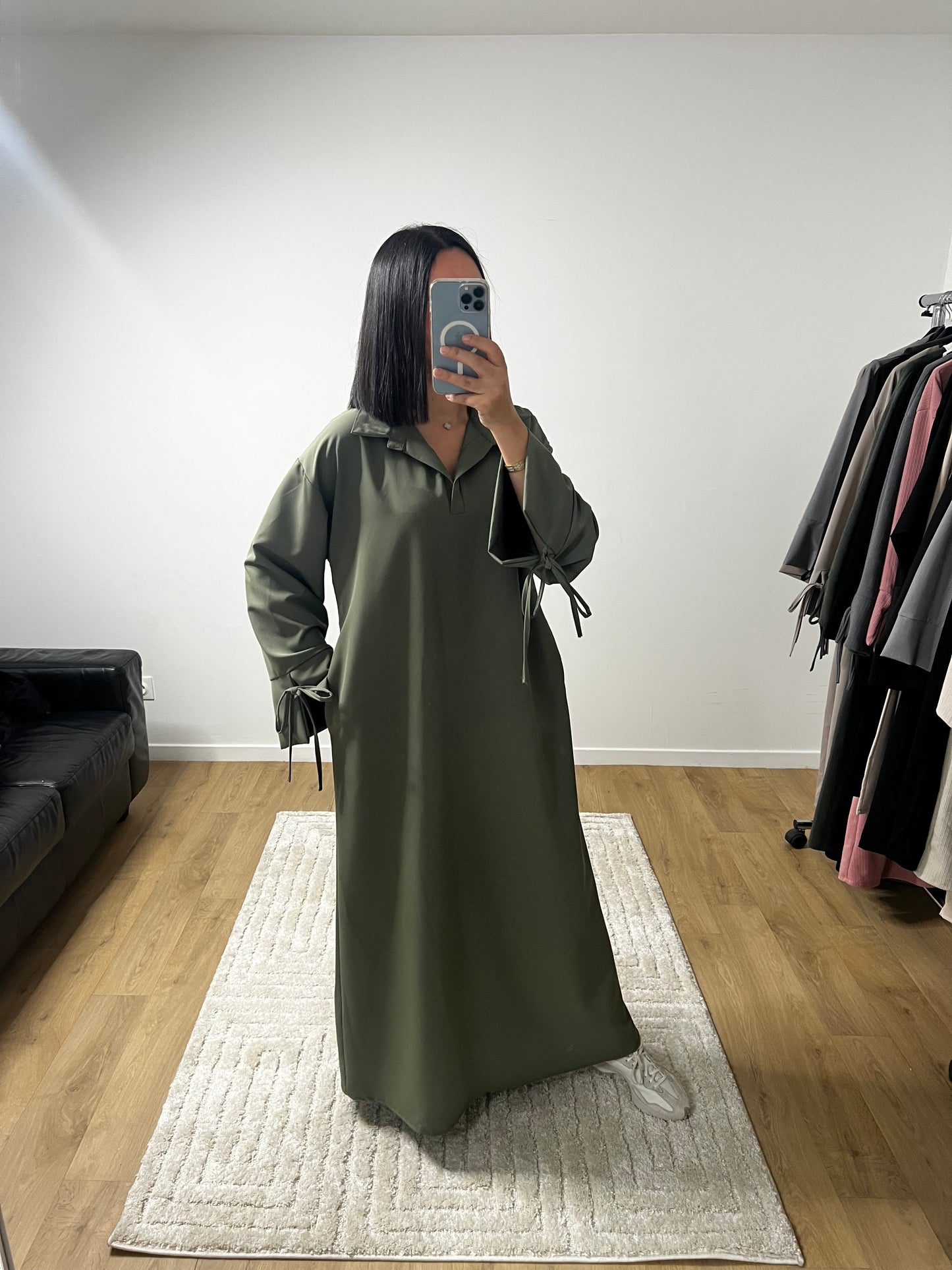 Longue Robe Col Chemise Oversize