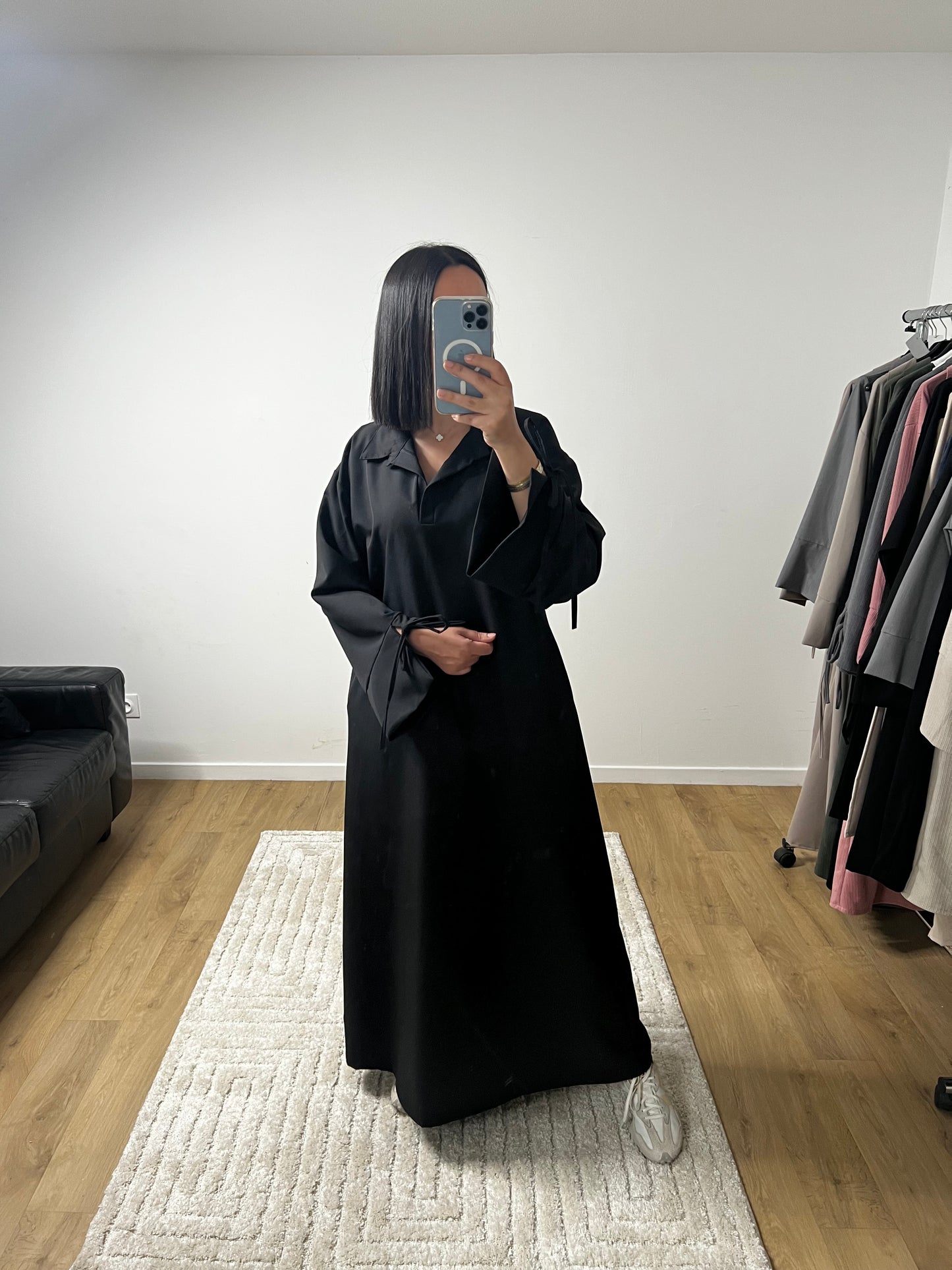 Longue Robe Col Chemise Oversize