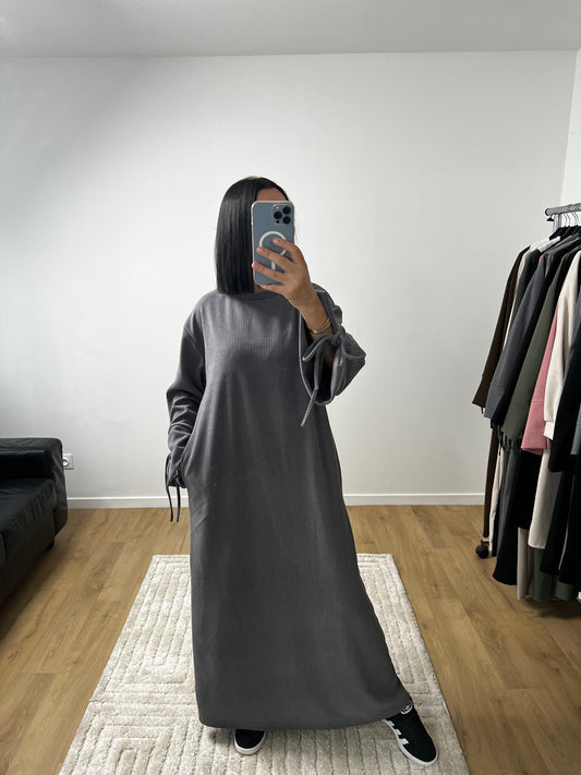 Robe Longue En Velours Côtelé Col Rond