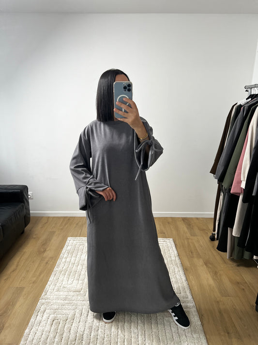 Robe Longue En Velours Côtelé Col Rond