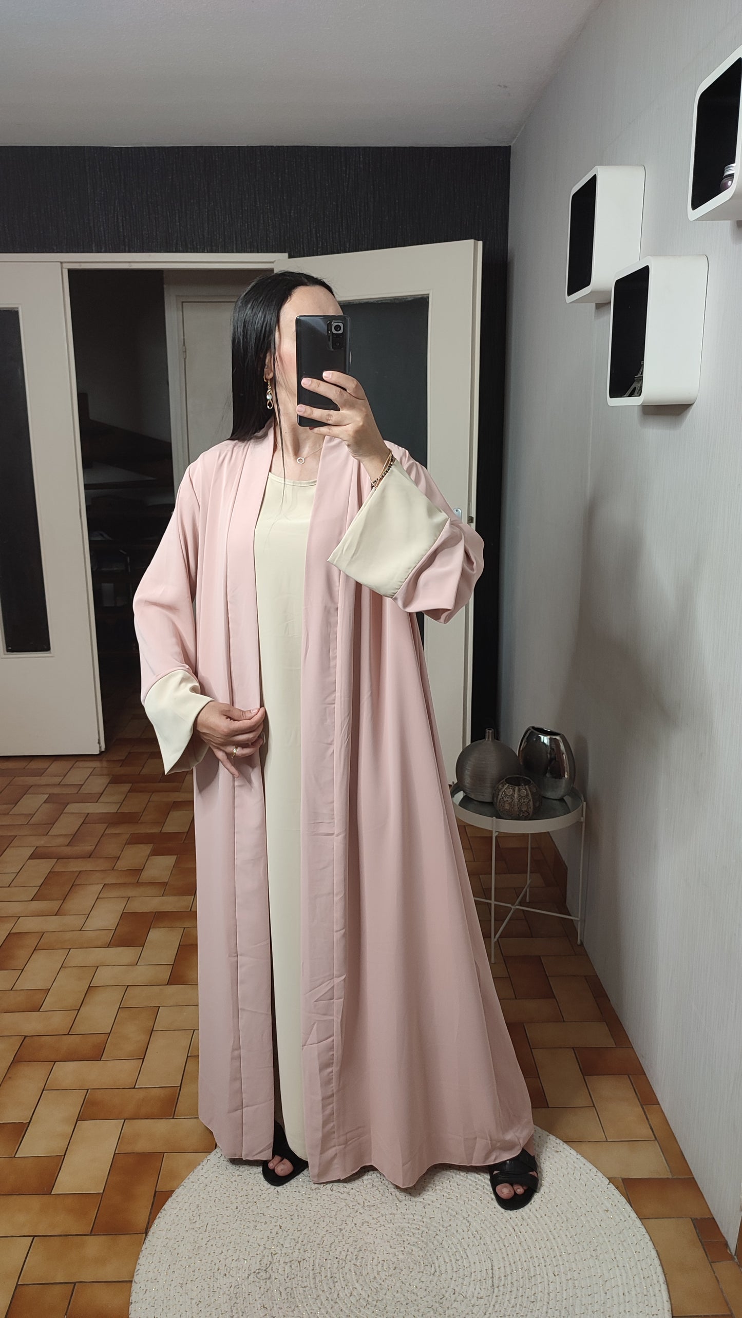 Abaya Kimono Long, Cardigan, Robe Sans Manches En Soie, Avec Ceinture