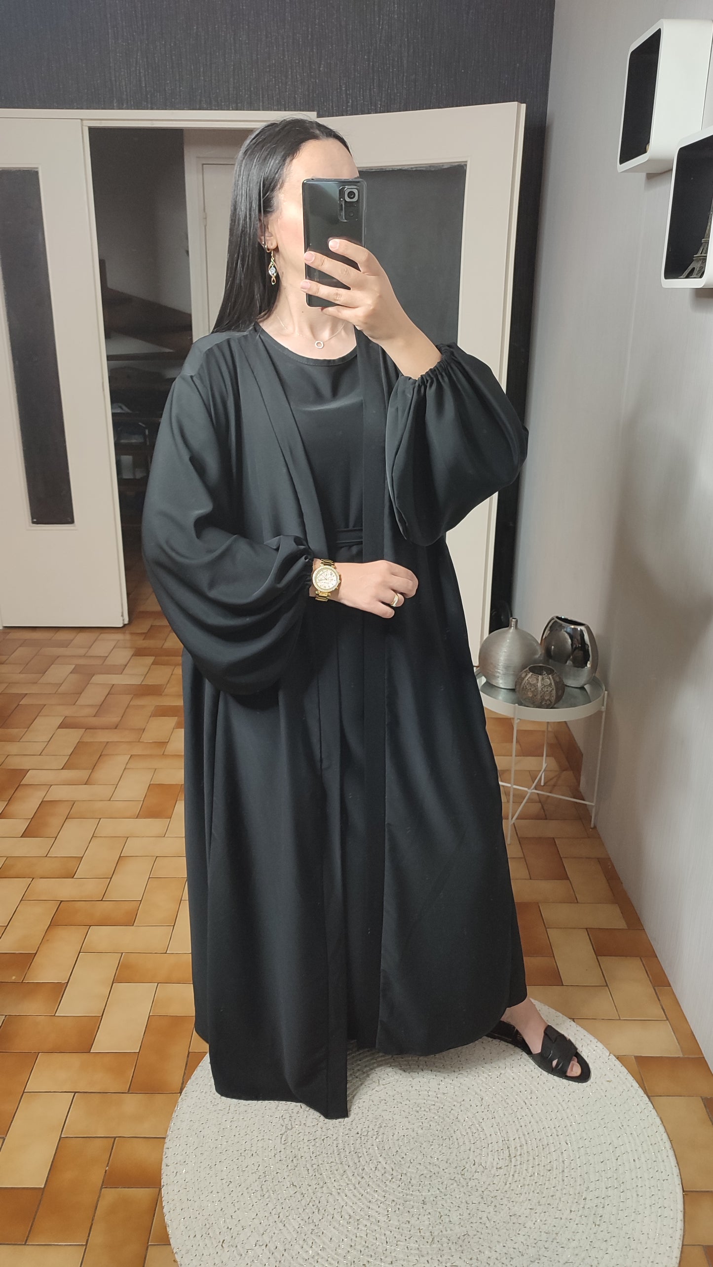 Abaya Kimono Long, Cardigan, Robe Sans Manches En Soie, Avec Ceinture