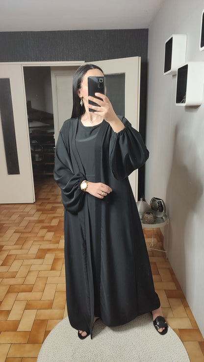 Abaya Kimono Long, Cardigan, Robe Sans Manches En Soie, Avec Ceinture