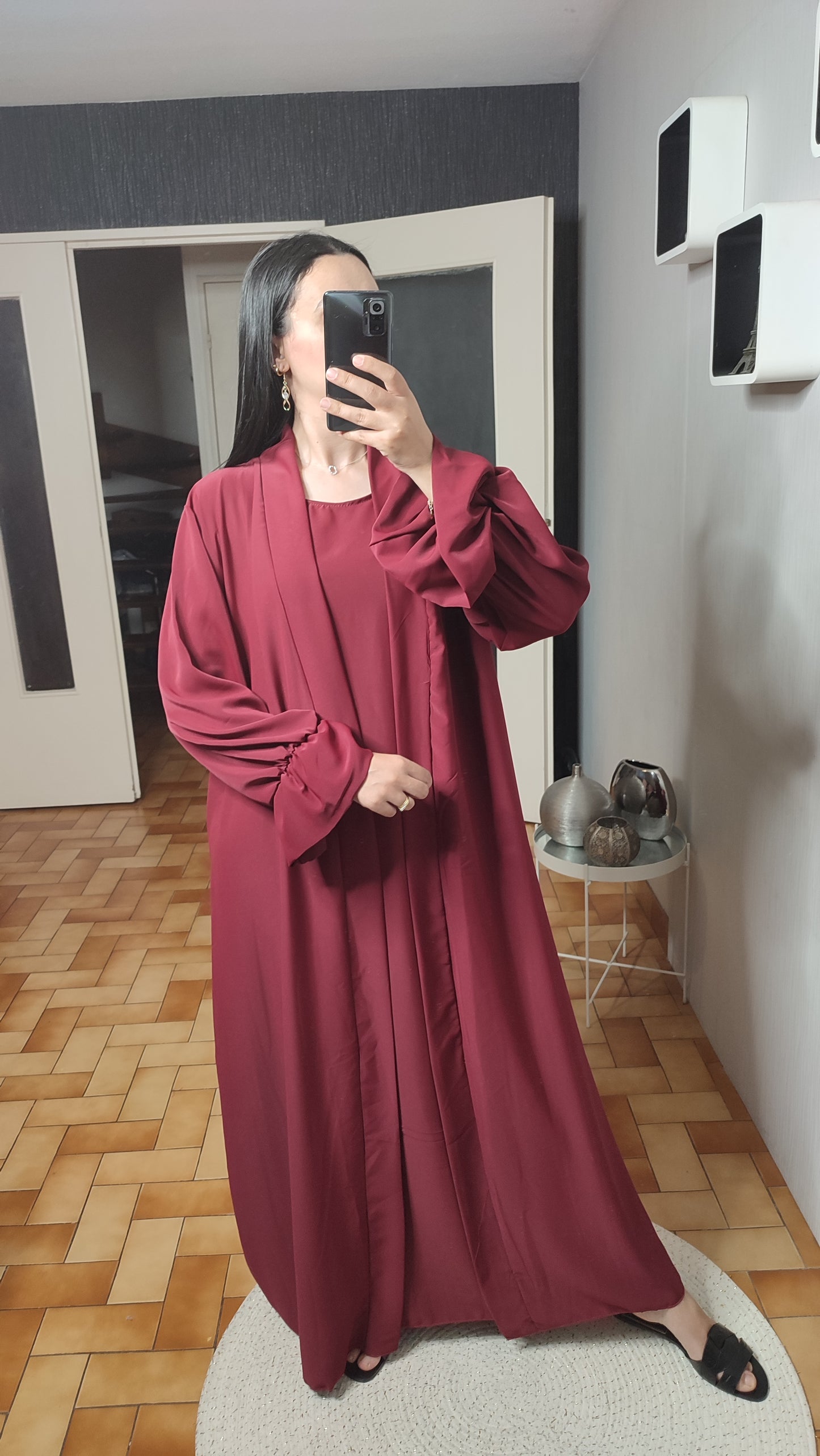 Abaya Kimono Long, Cardigan, Robe Sans Manches En Soie, Avec Ceinture