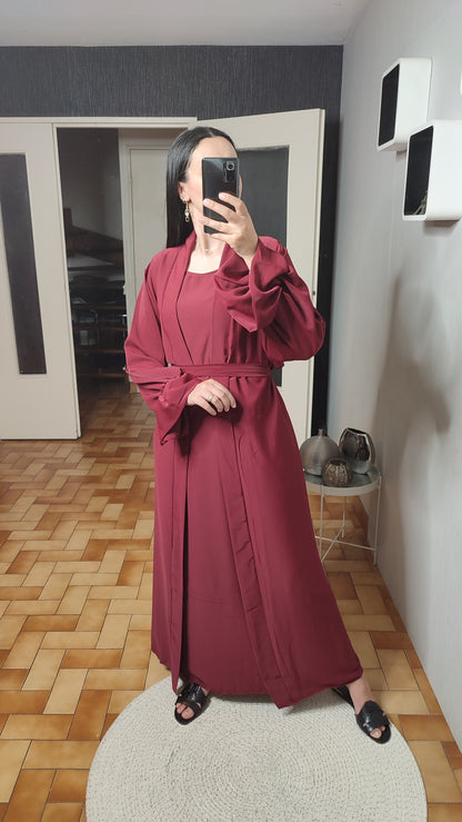 Abaya Kimono Long, Cardigan, Robe Sans Manches En Soie, Avec Ceinture