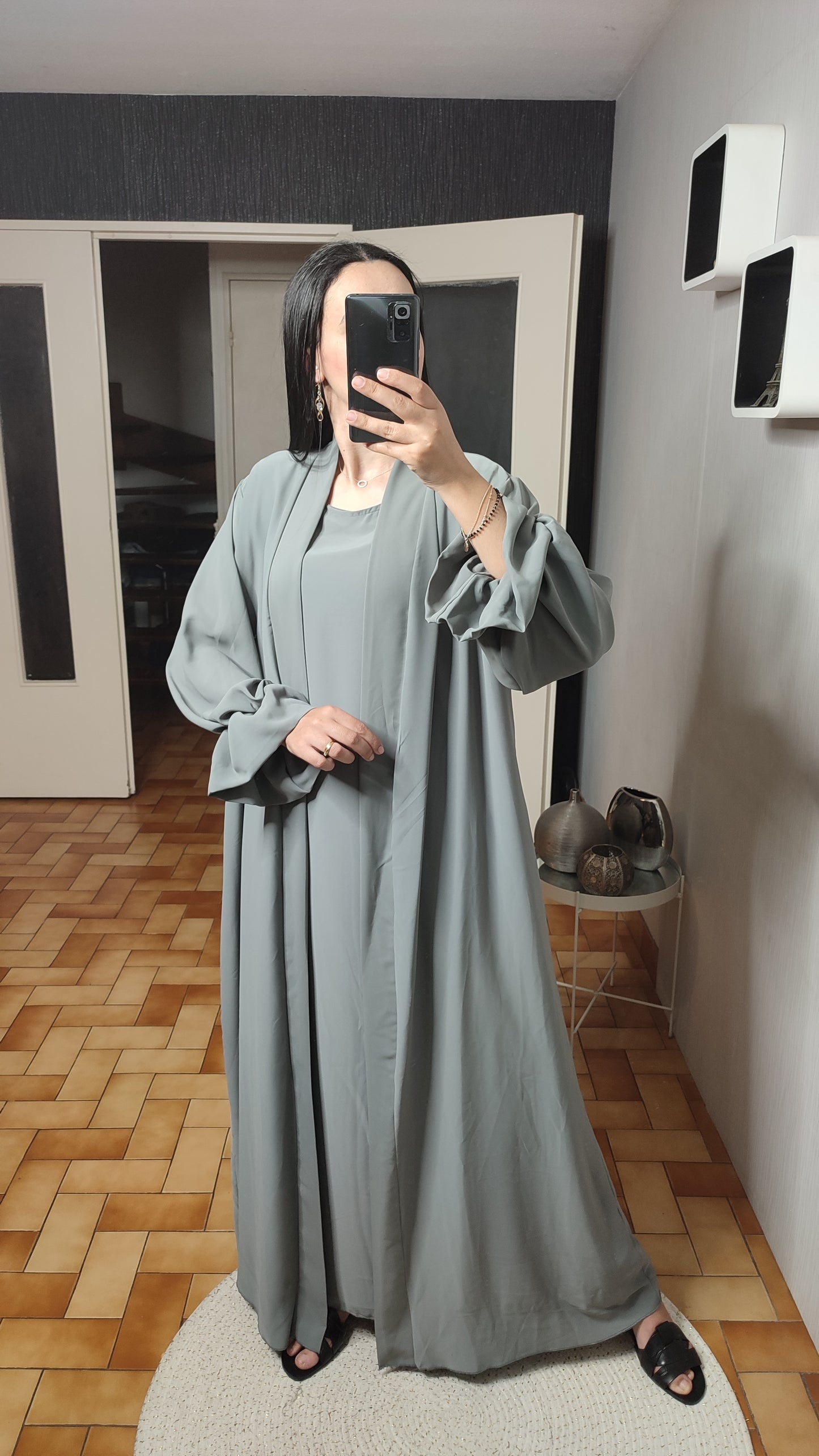 Abaya Kimono Long, Cardigan, Robe Sans Manches En Soie, Avec Ceinture