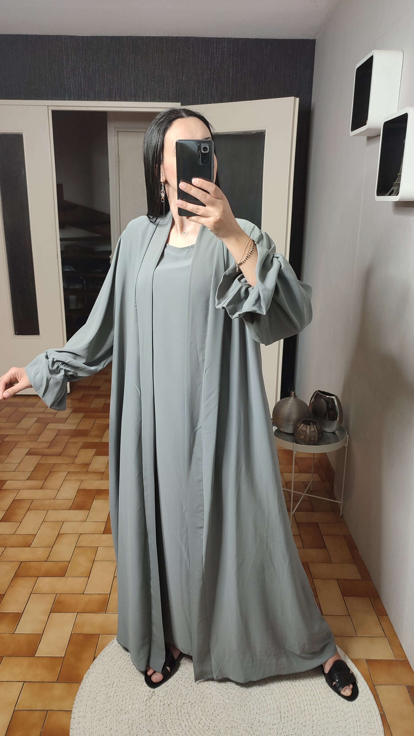 Abaya Kimono Long, Cardigan, Robe Sans Manches En Soie, Avec Ceinture