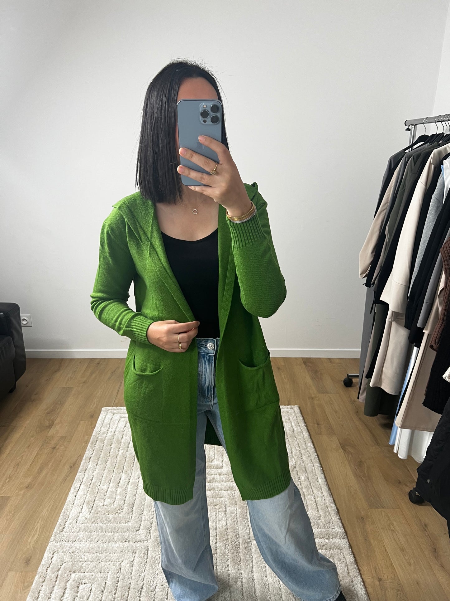 Cardigan à capuche Femme, manches longues