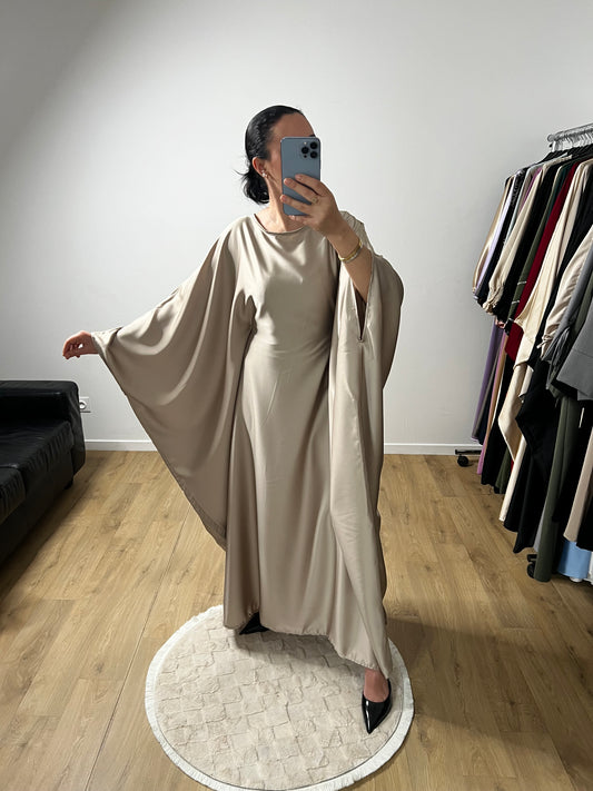Robe Elégante à Manches Chauve-souris En Satin
