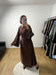 Robe Abaya En Soie Manches Évasée Brodée