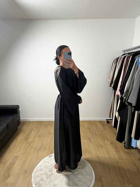 Robe En Satin Longue Manches Evasés