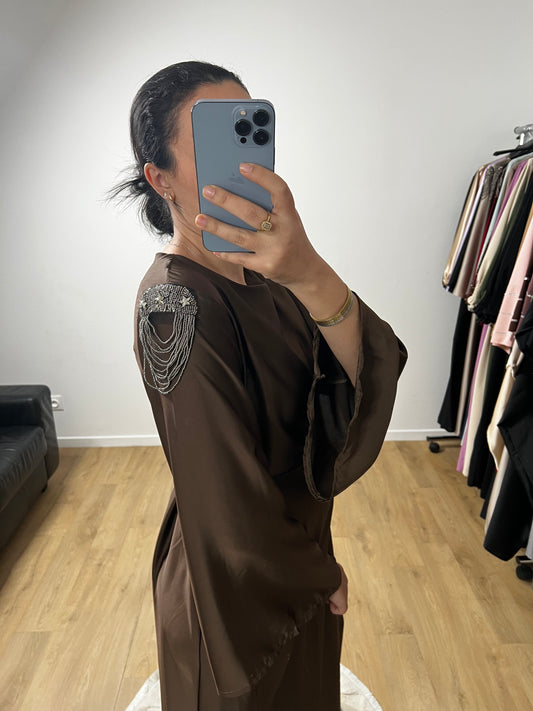 Robe En Satin Longue Manches Evasés