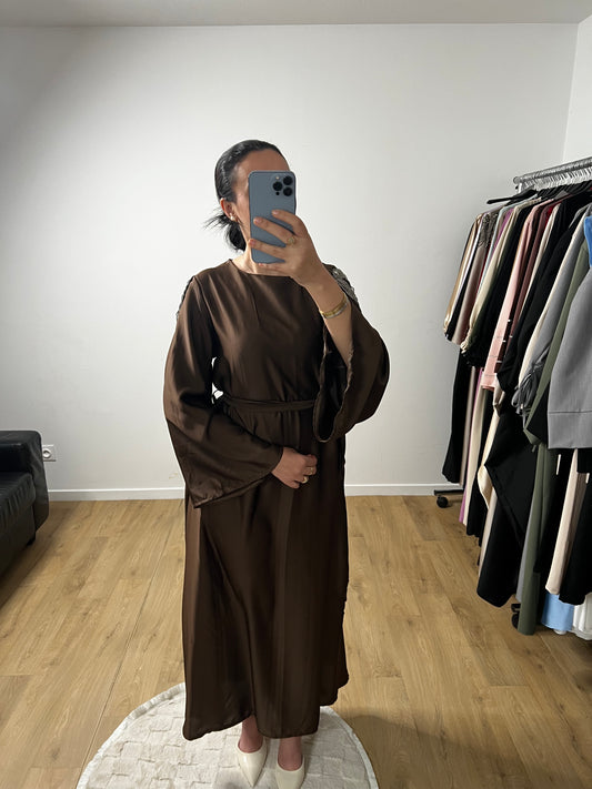 Robe En Satin Longue Manches Evasés