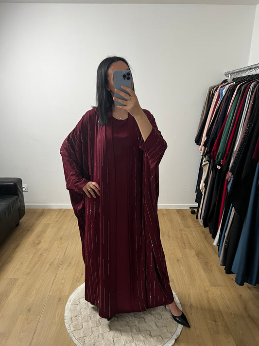 Deux Pièces Robe et Kimono "Chauve Souris" En Satin