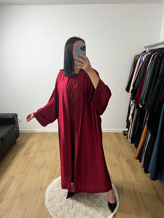 Deux Pièces Robe Plissée et Kimono "Chauve Souris" En Satin