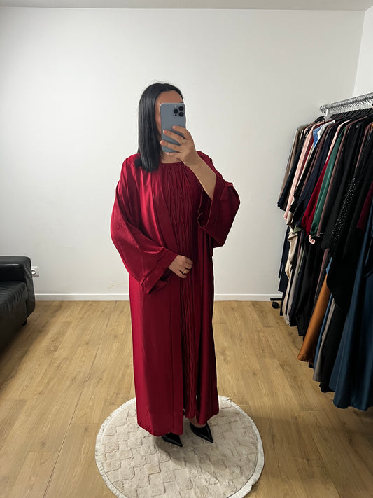 Deux Pièces Robe Plissée et Kimono "Chauve Souris" En Satin