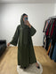 Abaya Robe en Soie de Médine Coutures Dorées avec Foulard