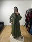Abaya Robe en Soie de Médine Coutures Dorées avec Foulard