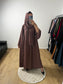 Abaya Robe en Soie de Médine Coutures Dorées avec Foulard